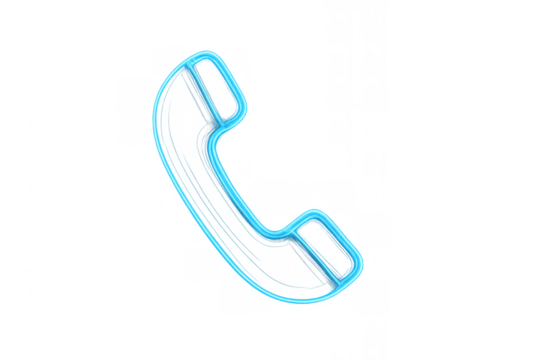 Phone receiver neon glowing light icon illustrating customer service, contact, communication, and support concepts