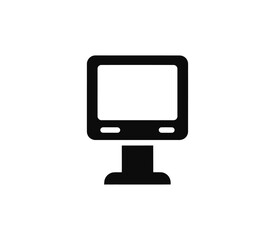 A sleek minimalist desktop computer monitor icon, representing technology, display, screen, and digital communication on
