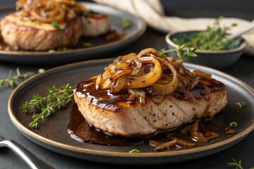 Caramelized Onion Pork Chop Dinner Restaurant Style