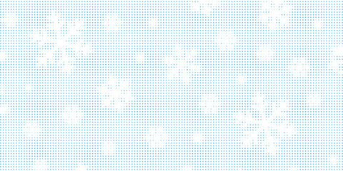Dotted halftone snowflake background, winter snow season retro grunge texture vintage magazine style. Monochrome collage element for mixed media design Christmas new year decoration pop art. Vector