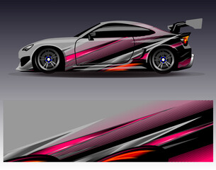 Car wrap design vector. Graphic abstract stripe racing background designs for vehicle, rally, race, adventure and car racing livery