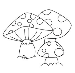 cute cartoon hand drawn vector mushroom in the park outline.
