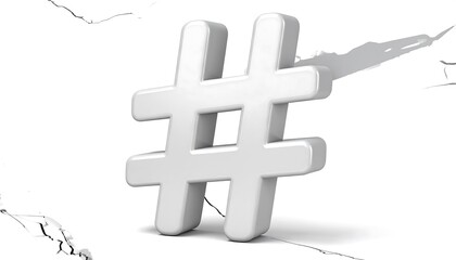 Obraz premium A large, white three-dimensional symbol casts a shadow on a textured, cracked white background. Its form is simple and bold