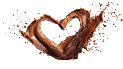 Sweet brown chocolate heart symbol of love isolated on white background perfect for Valentine's Day dessert and coffee