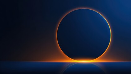 Glowing ring on dark surface reflects, creating a luminous cosmic effect