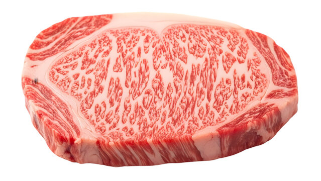 steak raw marbling close-up on white background