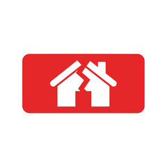 Split house icon   property division, divorce, conflict vector Vector
