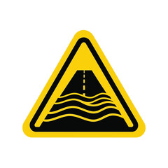 Road flooding warning sign icon   water over road hazard Vector