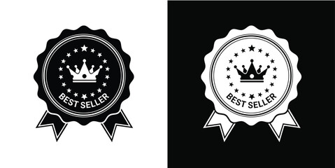 Best seller crown rosette badge vector design