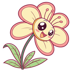 Cute cartoon flower with a happy face