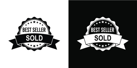 Best seller sold badge ribbon vector