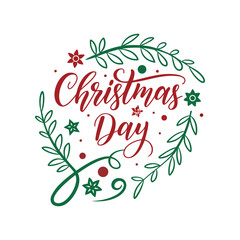 Christmas Day Calligraphy with Floral Ornament – Holiday Typography Design