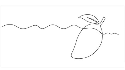 Animation of single one line drawing of healthy organic mangoes for orchard logo identity. Fresh tropical fruitage concept for fruit garden icon. Continuous line self draw animated. Full length motion