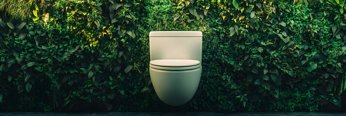 Eco-Friendly Toilet Installed in Lush Green Plant Wall