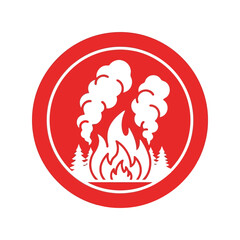 Red wildfire hazard icon: forest fire danger warning symbol Vector