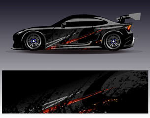 Car wrap design vector. Graphic abstract stripe racing background designs for vehicle, rally, race, adventure and car racing livery