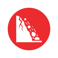 Landslide rockfall danger warning icon vector graphic Vector