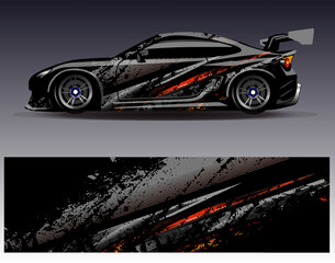 Car wrap design vector. Graphic abstract stripe racing background designs for vehicle, rally, race, adventure and car racing livery