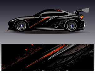 Car wrap design vector. Graphic abstract stripe racing background designs for vehicle, rally, race, adventure and car racing livery