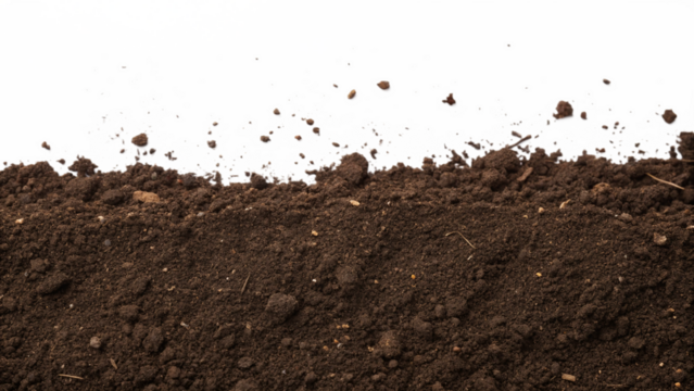 Soil being tilled in preparation for planting during the spring season in a rural area isolated on transparent background