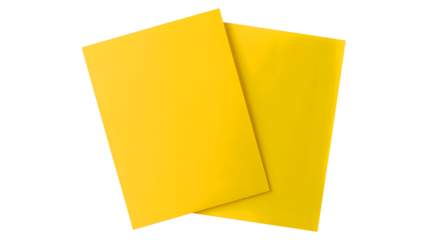 Two overlapping bright yellow blank envelopes with a clean modern design isolated on transparent background