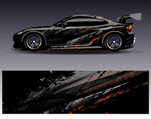 Car wrap design vector. Graphic abstract stripe racing background designs for vehicle, rally, race, adventure and car racing livery
