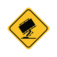 Electrical hazard warning: solar panel lightning strike icon Vector