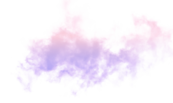 Cloudy pink and purple smoke on transparent backdrop