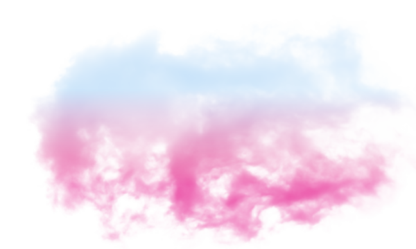 Pastel blue and pink smoke on transparent background