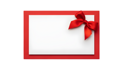 Red frame with bow isolated on transparent background