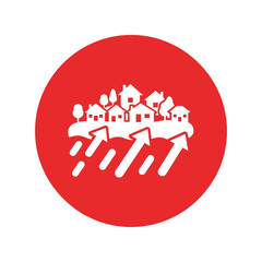 Housing market growth icon | real estate price increase vector Vector