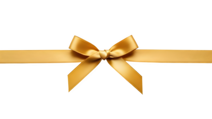 Golden ribbon bow isolated on transparent background
