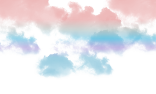 Abstract clouds with pink and blue gradient color on transparent background