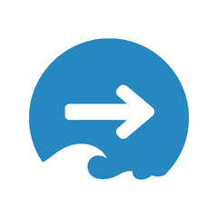 Blue right arrow wave icon   navigation, flow, ocean concept vector Vector