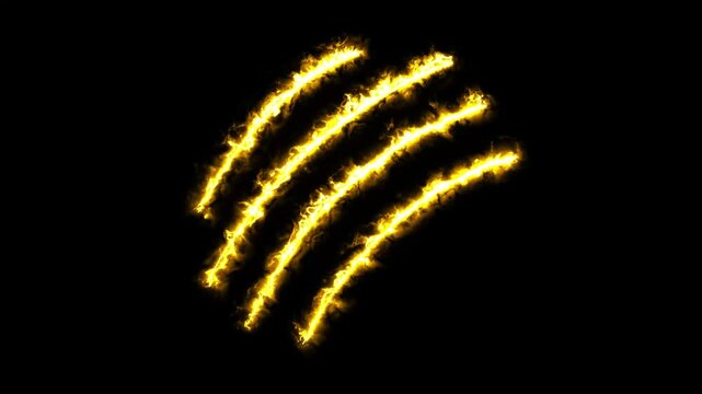 Aqua color claw effect animated animal scratch effect flaming scratch light effect 4k neon fire scratch looping ,fire slash effect on black background.