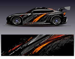 Car wrap design vector. Graphic abstract stripe racing background designs for vehicle, rally, race, adventure and car racing livery