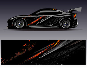 Car wrap design vector. Graphic abstract stripe racing background designs for vehicle, rally, race, adventure and car racing livery