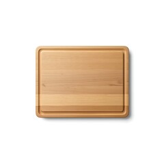 Empty brown wooden box or cutting board isolated on white background with a shiny button design