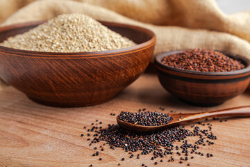 Assortment of Healthy Quinoa Grains in Bowls