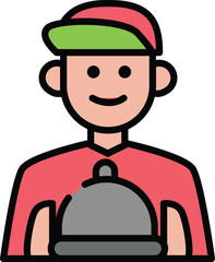 Iconic Food Delivery Person A Modern Illustration of Service and Hospitality