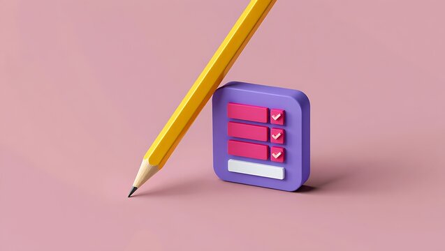 Yellow pencil and purple checklist icon for planning and tasks