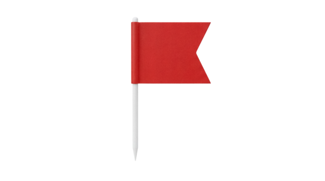 Red flag isolated PNG on transparent background, small pennant marker for maps and location pinpointing