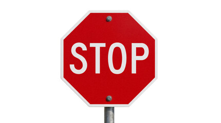 Obraz premium Red stop sign PNG isolated on transparent background, octagon traffic sign for road safety and transportation regulations