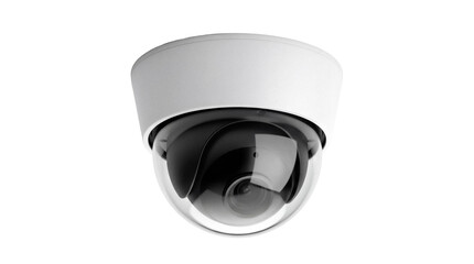 Dome security camera PNG isolated on transparent background, surveillance system for safety and protection, CCTV equipment