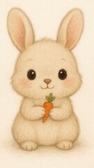 Obraz premium Adorable bunny holding carrot