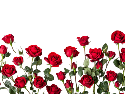 Red Roses Bush or Flower Border Isolated PNG