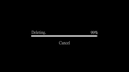 Digital progress bar showing thirty one percent completion of a deletion process with a cancel option