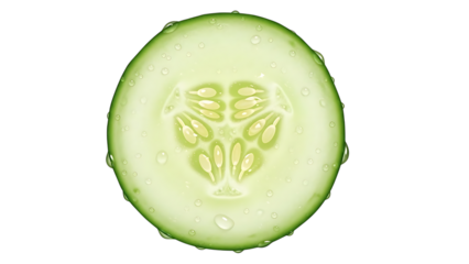 Fresh Cucumber Slice With Water Droplets round green