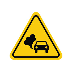 Car exhaust pollution warning sign icon vector Vector