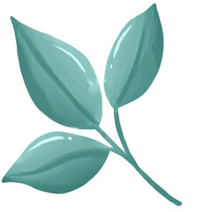Watercolor Green Leaf Botanical Illustration